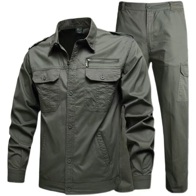 夏季工作服套装男长袖衬衣军绿劳保服电焊工装透气速干作训迷彩服