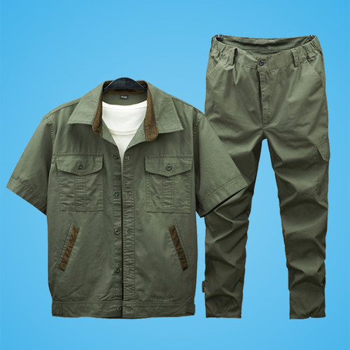 夏季纯棉短袖工作服套装