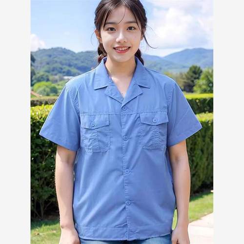夏季短袖工作服上衣男女保洁工装包装车间工厂劳保服食品厂服定制