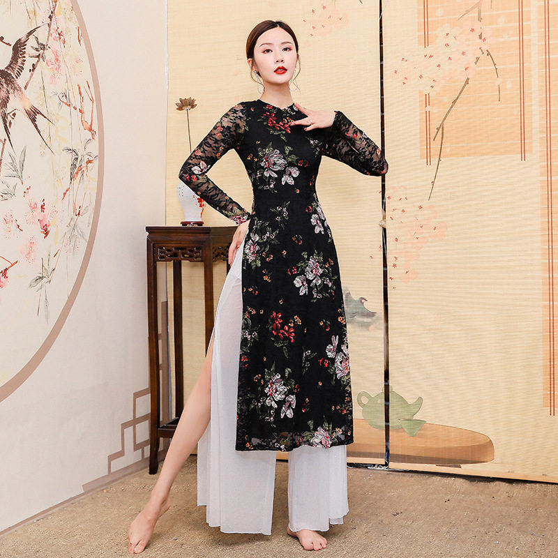 古典舞蹈练功服套装女身韵印花