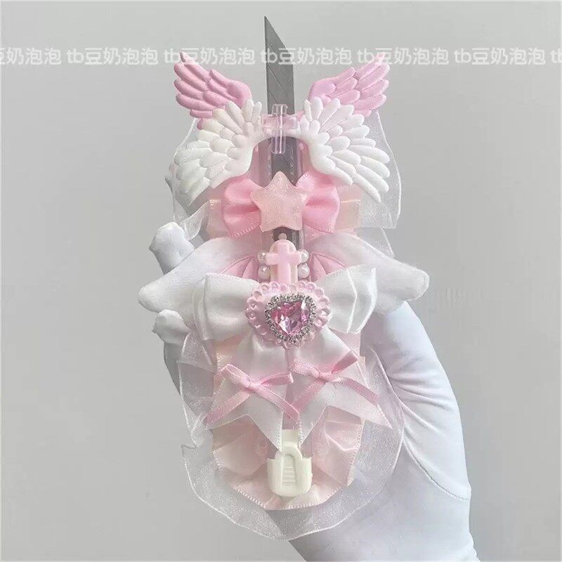 速发纯白天使成品手作刀星系高颜值is开箱拍摄甜亚风美工刀图片