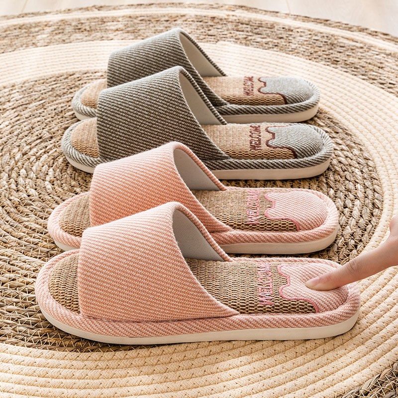 速发亚麻拖鞋底外室内家居家用防滑软穿居家四季棉麻布拖鞋男士