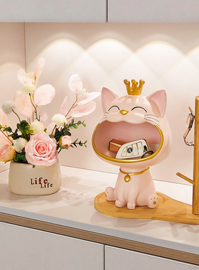 速发招财猫玄关收纳门件入户摆口鞋家桌面新房柜居装饰品乔迁礼物