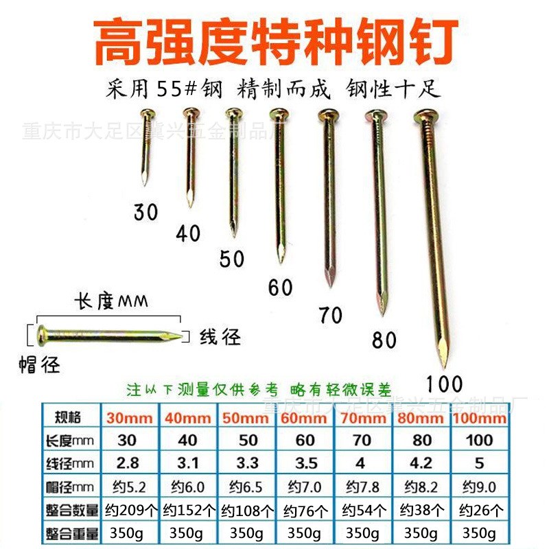 速发封多高特种钢钉箱规格镀锌圆头钢钉钉强度水泥钉铁钉量大从优