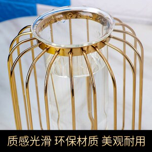 速发欧式金花玻璃花瓶摆饰客厅插属美式样板房餐桌创意轻奢家居装