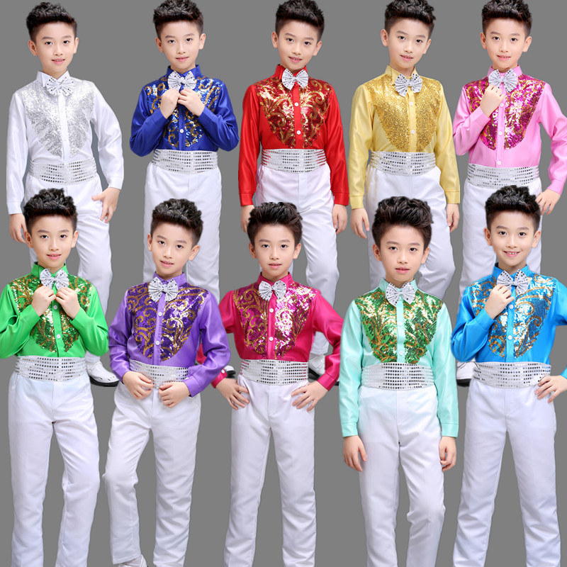 速发儿童合唱服演出服装中小学生朗诵校服男童主持人表演礼服风