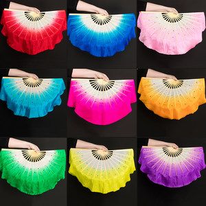 速发扇子舞蹈扇胶州秧歌广场跳舞儿童真典舞一尺古丝双面演出专用