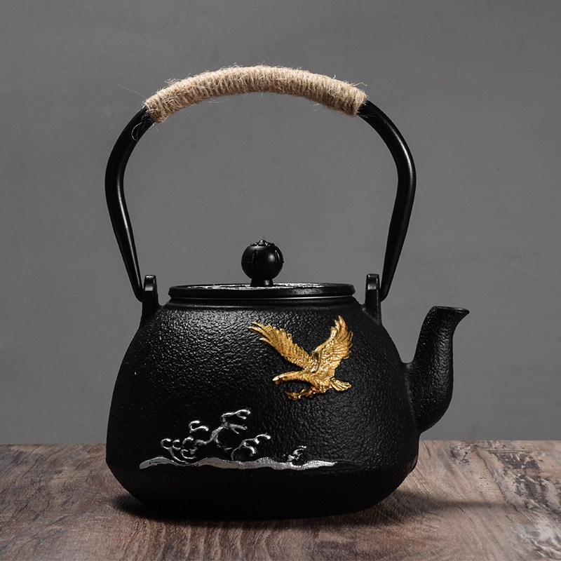 速发用铁茶壶铁壶 生铁.手绘描金1壶2L茶具茶壶家铸煮水壶