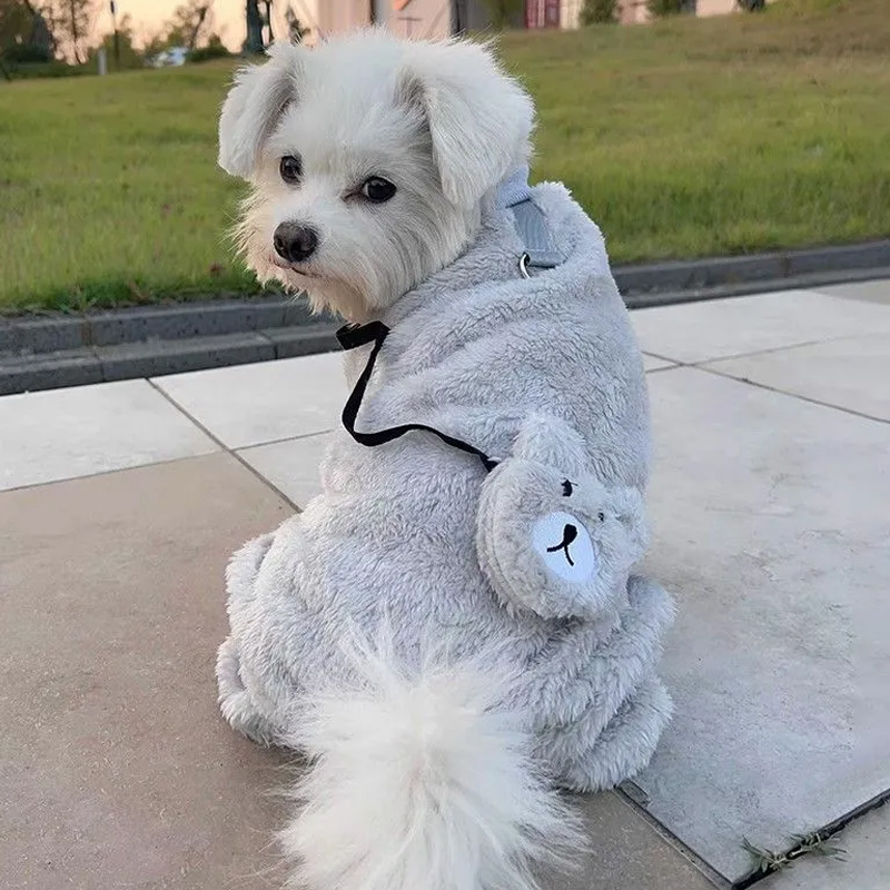 速发小美服秋冬季可牵幼小型引犬博衣比熊冬天加厚泰迪四脚衣