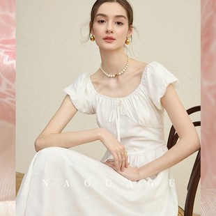 速发【仲夏花序夏甄选强捻天丝连光工艺收腰裙子】法式丝衣