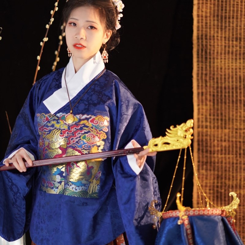 速发水晶织人袄十七坊明制汉服孔府麒麟补服交领伊金短.琵琶袖复