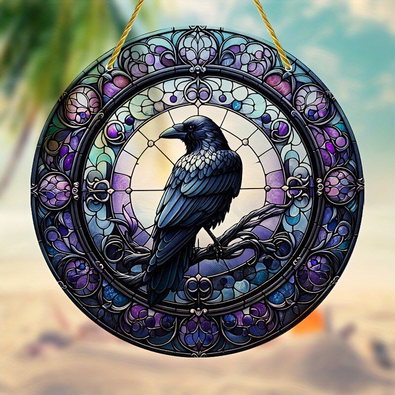 速发跨境乌鸦吊捉亚克暗光捕饰器窗户悬挂哥特式力黑风圣节饰品