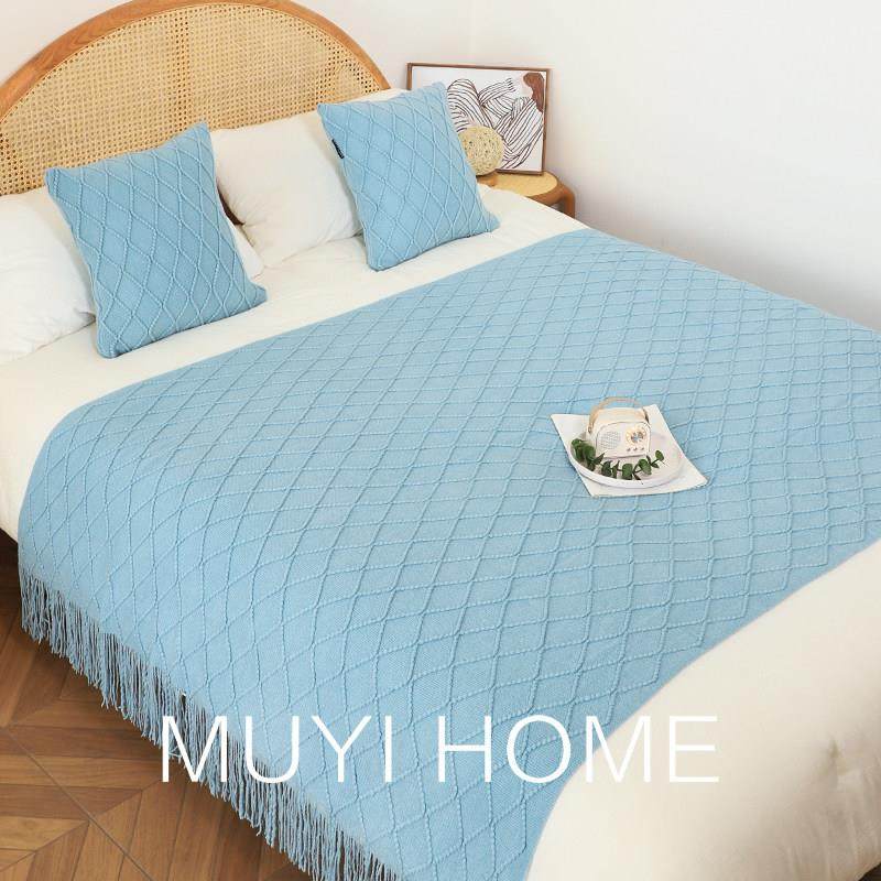 北欧复古大菱格流苏毛毯沙发客厅毯子卧室床尾巾床尾毯床旗民宿毯,床上用品,休闲毯/毛毯/绒毯,淘宝优惠券,粉丝福利购,淘宝优惠卷