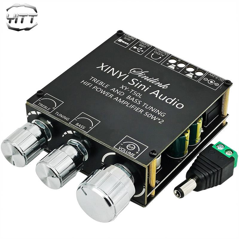 立体声蓝牙5.0数字功放板双声道2*50W高保真音频放大模块DC12V24V