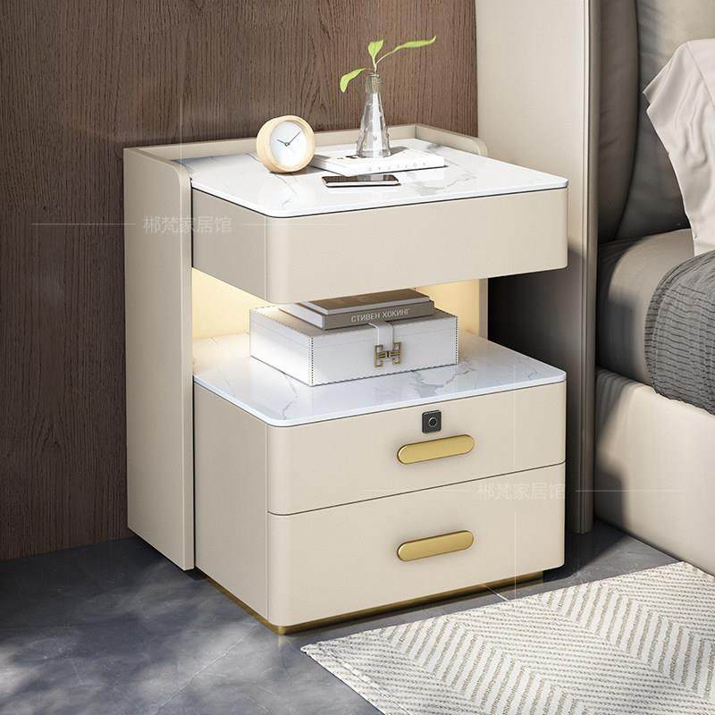 轻奢实木智能床头柜简约现代多功能免安装家用卧室岩板充电床边柜,住宅家具,床头柜,淘宝优惠券,粉丝福利购,淘宝优惠卷