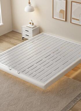 悬浮床现代简约主卧双人铁架床宿舍出租房用无床头单人软包铁艺床