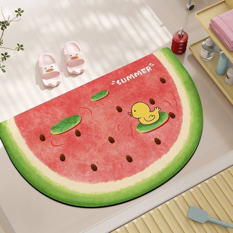 夏日西瓜浴室可爱卡通地垫加厚防滑速干 干吸水软垫化妆室卧室门,居家布艺,入户地垫,淘宝优惠券,粉丝福利购,淘宝优惠卷