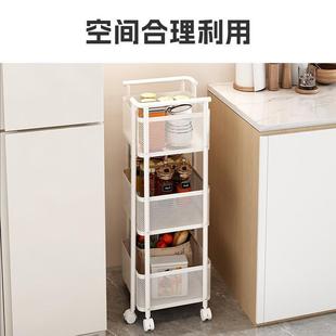 现货厨房置物架落地多层可移动小推车家用果蔬收纳篮方形储物架