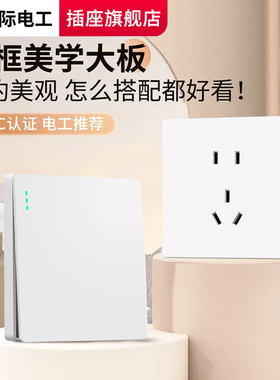 TEP国际电工86型暗装大板一开单控五孔白色灰色开关插座家用多孔