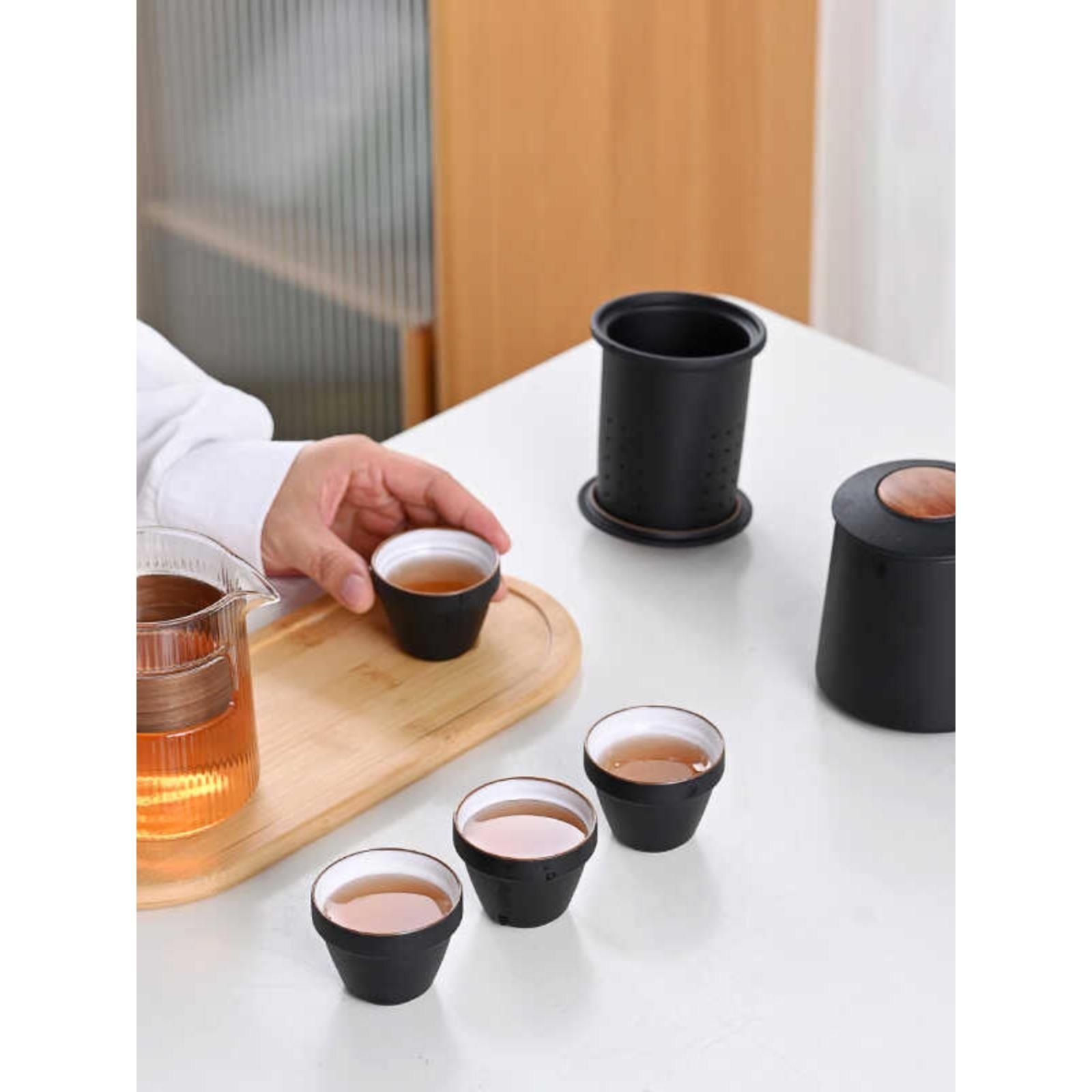 旅行小茶具套装功夫茶杯家用现代简约办公室泡茶壶便携式户外茶盘
