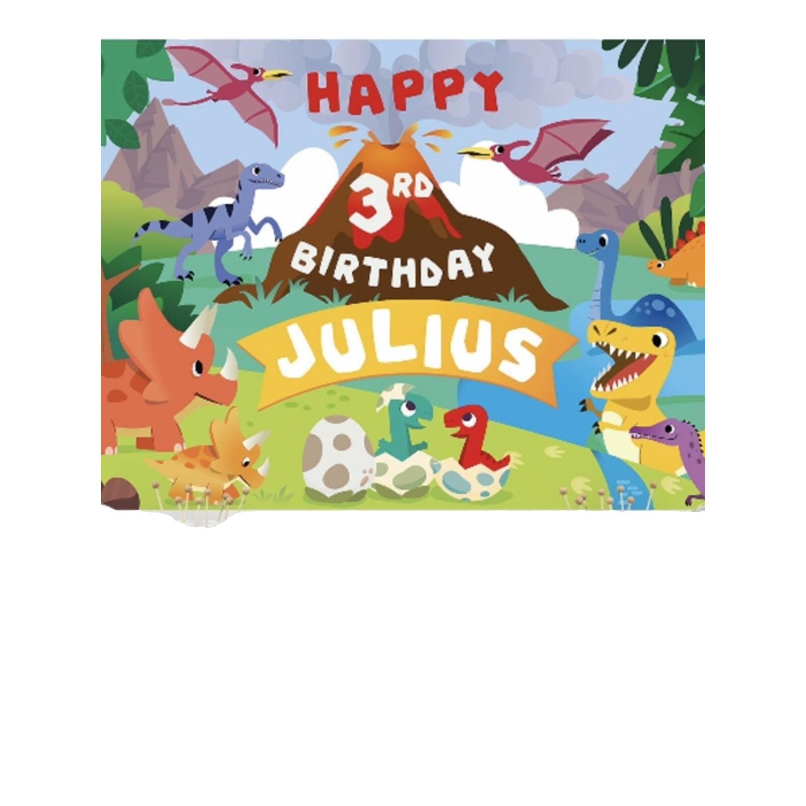 恐龙甜品台生日拍照背景墙布置横幅定制名字海报男孩派对装饰用品