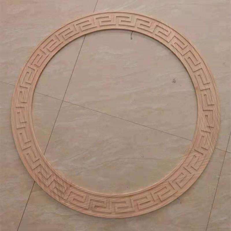 东阳木雕中式装修客厅吊顶圆形实木线条家具装饰