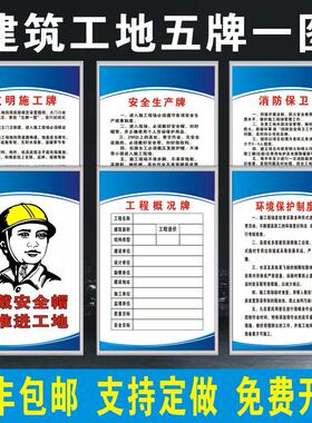 建筑工地五牌一图制度牌八大员岗位职责标识施工现场上墙安全标牌
