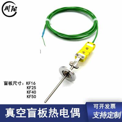 KF16真空盲板K型铠装热电偶PT100温度传感器实验室真空炉测温探针