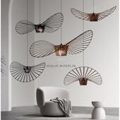 法式 草帽灯现代简约风 客厅卧室北欧布艺吊灯100CM咖啡色