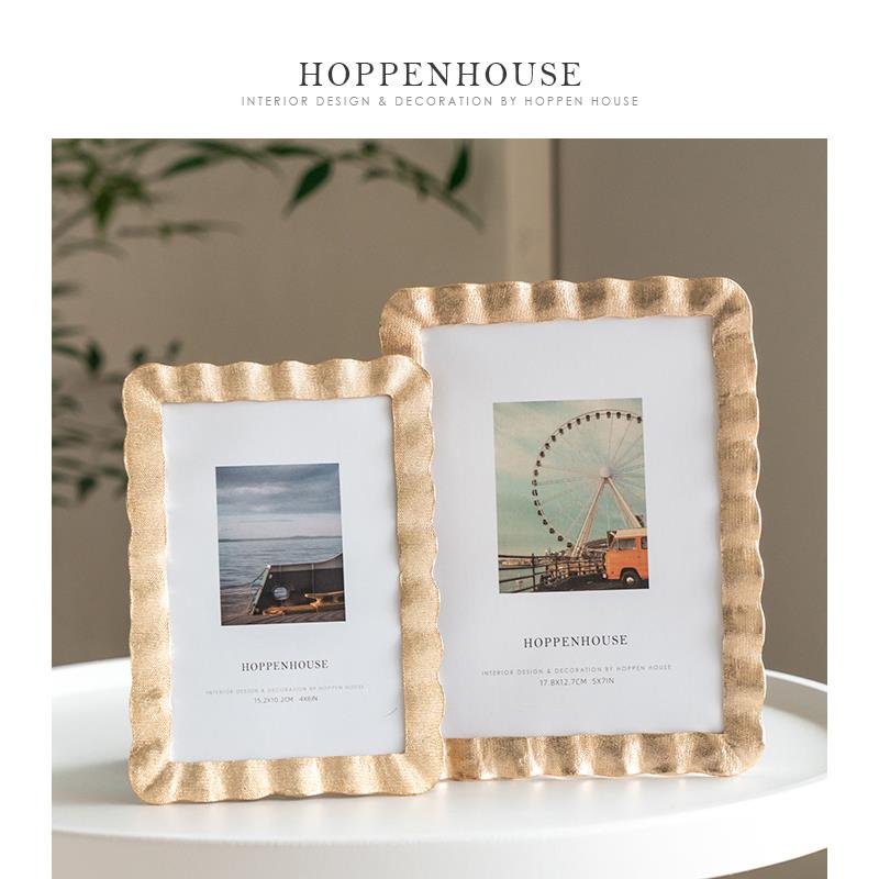 赫本家相框6寸7寸摆台法式轻奢相框金属金色银色客厅摆件打印照片