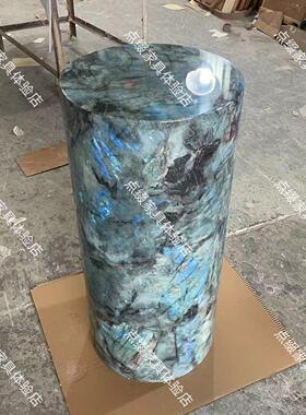 大理石圆形立柱摆件底座玄关落地高低展示台装饰墩子花架高端