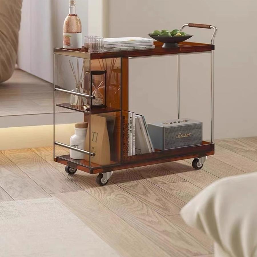 茶几轻奢边柜小推车可中古高透家具边几客厅移动厨房亚克力餐车