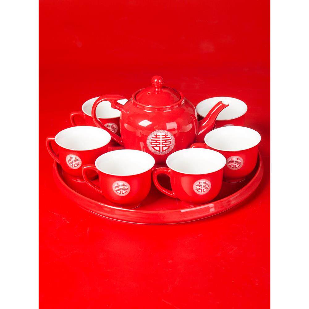 中国红结婚敬茶杯茶具套装婚庆改口新婚陪嫁高档茶壶茶杯2025新款