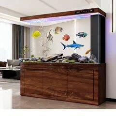 大型底滤鱼缸水族箱客厅落地家用懒人生态免换水玻璃金鱼缸带柜