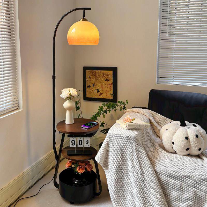 中古风钓鱼灯落地灯客厅沙发旁高级感卧室床头柜置物充电一体台灯,家装灯饰光源,置物功能落地灯,淘宝优惠券,粉丝福利购,淘宝优惠卷