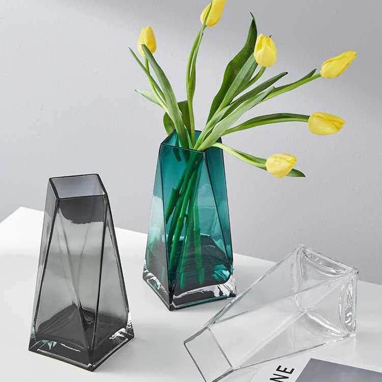 新款ins风几何花瓶玻璃客厅餐桌水培鲜花插花郁金香假花摆件花瓶,家居饰品,花瓶,淘宝优惠券,粉丝福利购,淘宝优惠卷
