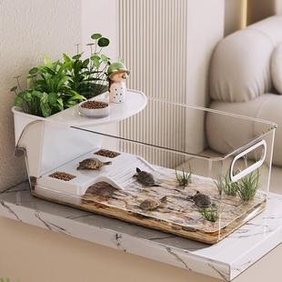 小型乌龟饲养缸专用水族箱家用螃蟹缸办公室桌面龟缸生态造景晒爬