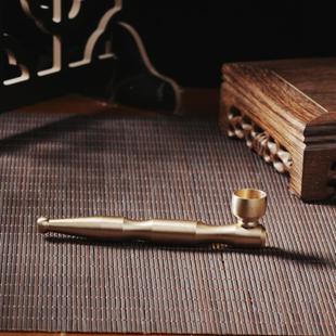 黄铜烟斗老式烟袋烟杆便携金属烟枪两用带过滤烟嘴复古旱烟杆