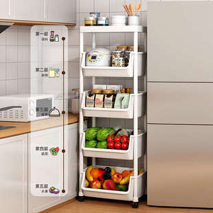 厨房多功能置物架可移动小推车书架落地家用多层零食收纳储物架子