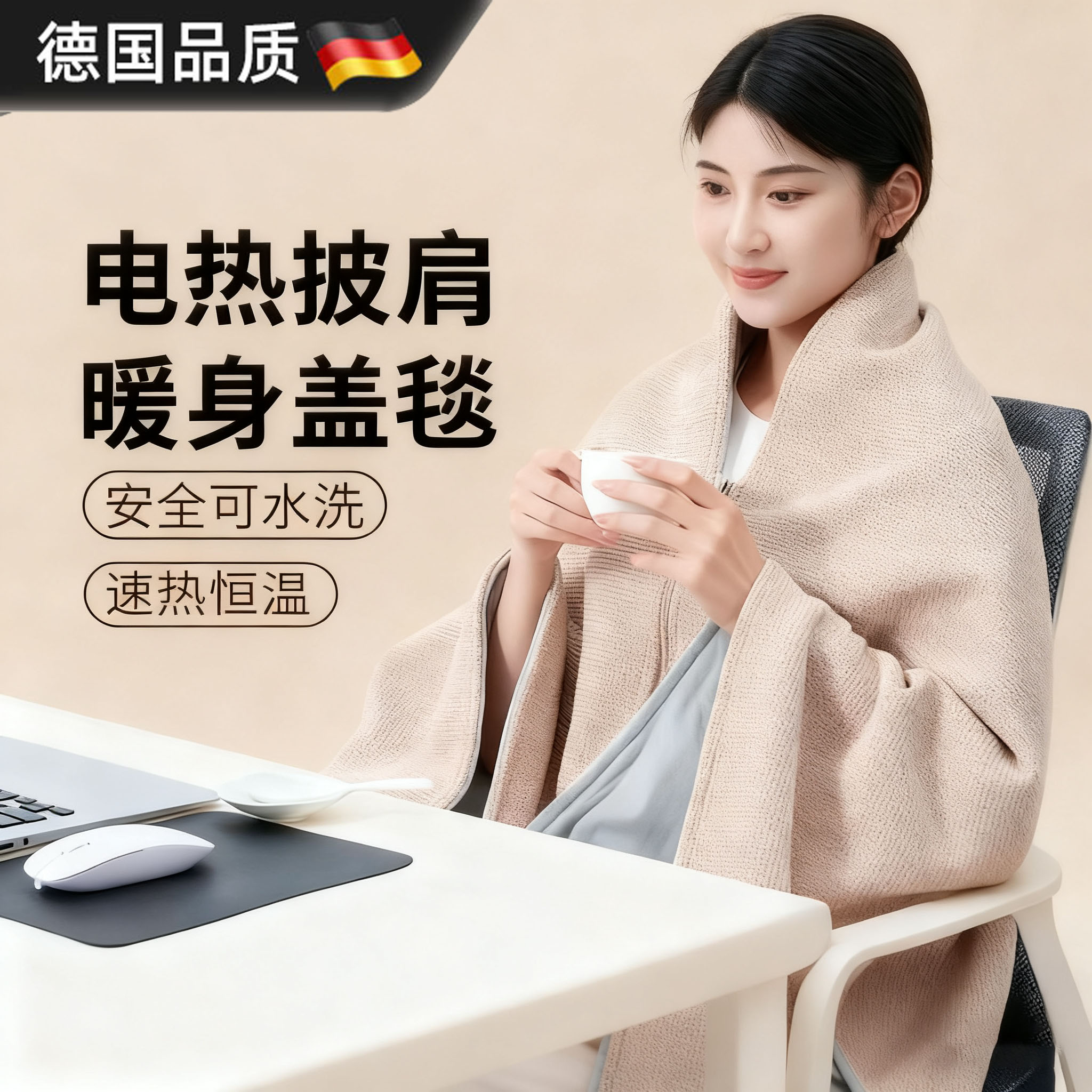 德国进口电热暖身毯发热披肩居家