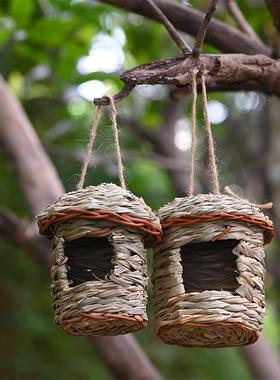 TUMU跨境货源手工编织鸟窝芙蓉草鸟笼宠物园艺装饰品