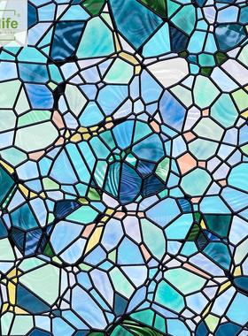 Funlife窗前花影静电贴膜办公室装饰透光不透明窗户静电贴纸SE067