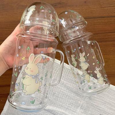 兔兔凉水壶大容量耐高温喝水杯子高颜值宿舍用家用带手柄1L饮水壶