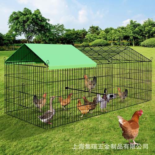 跨境厂家鸡鸭兔笼可折叠拆卸带防雨布养鸡笼子户外家禽养殖笼