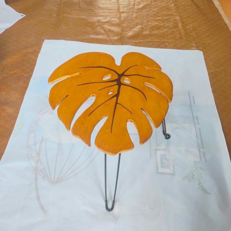 L7龟背竹叶脉变色茶几 桌子 客厅中古边几 角几 阳台茶几桌复古风