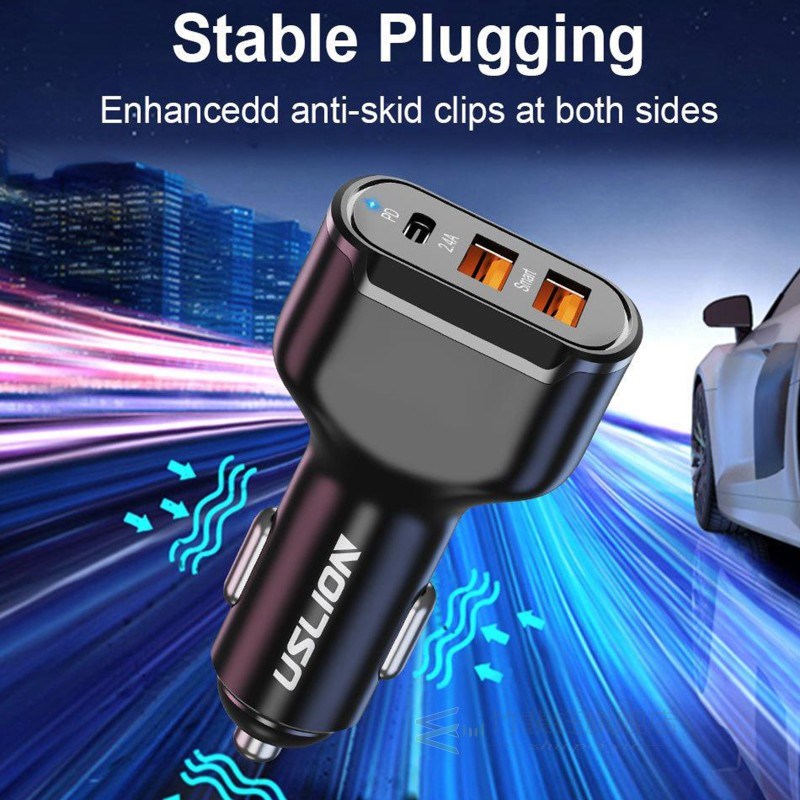 Car Quick Adapter PD 30W Type C Car Charger Dual USB QC 3.0