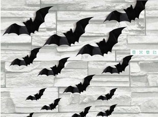 PVC decoration Halloween decorati sticker Bat wall 极速10pcs
