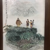 景德镇陶瓷瓷板画名家名作王锡良花梨木人物瓷板画