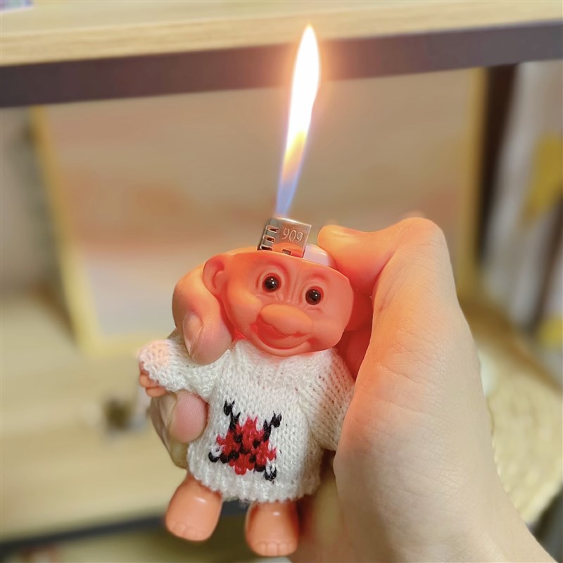 极速创意可爱巨魔娃娃火机套霹雳复古90年代小玩偶土酷女孩装饰