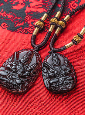 虚空藏吊坠冰种黑曜石本命佛属牛虎十二生肖男女款八大守护神项链